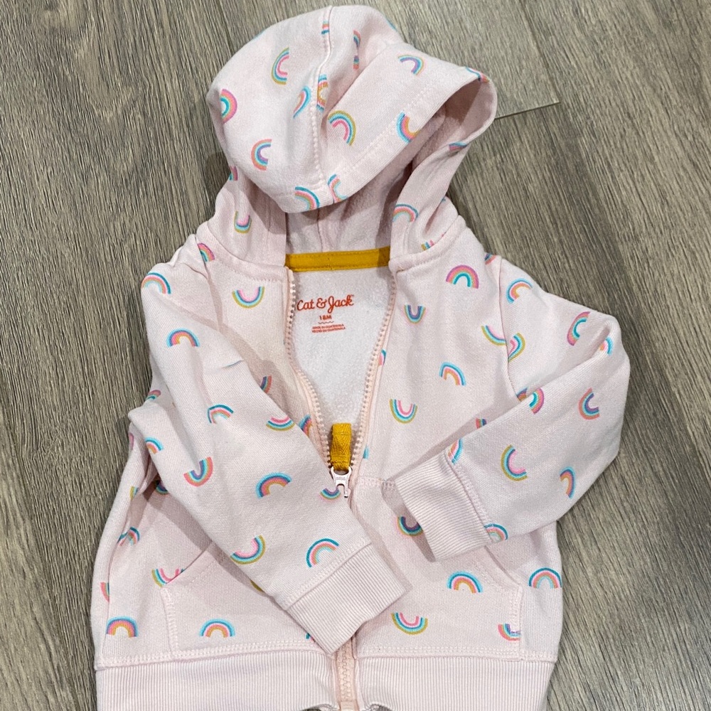 Cat & Jack Pastel Pink Hoodie with Rainbow Print